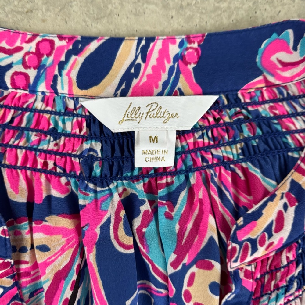 Lilly Pulitzer‎ Pink and Blue Paisley Blouse silk - Picture 3 of 5